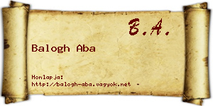 Balogh Aba névjegykártya