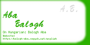 aba balogh business card